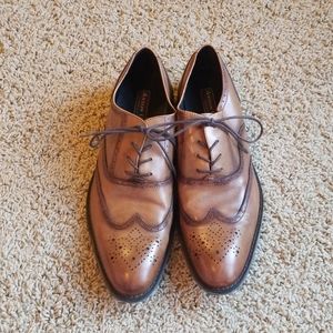 Aston Grey Leather Wingtip Shoes
